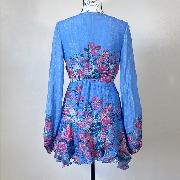 HEMANT & NANDITA Metallic Stripe Floral Minidress size M - Picture 12 of 14